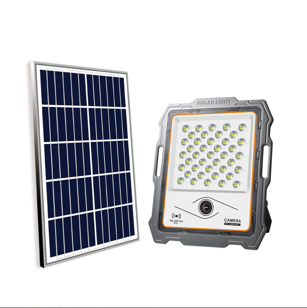 Wholesale portable solar lamps, outdoor camping hand-held lamps, courtyard surveillance cameras, Mingjiang solar floodlights Item Picture