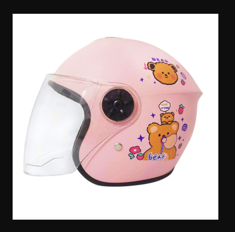 粉色小熊图案儿童头盔详情图1