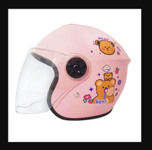 粉色小熊图案儿童头盔