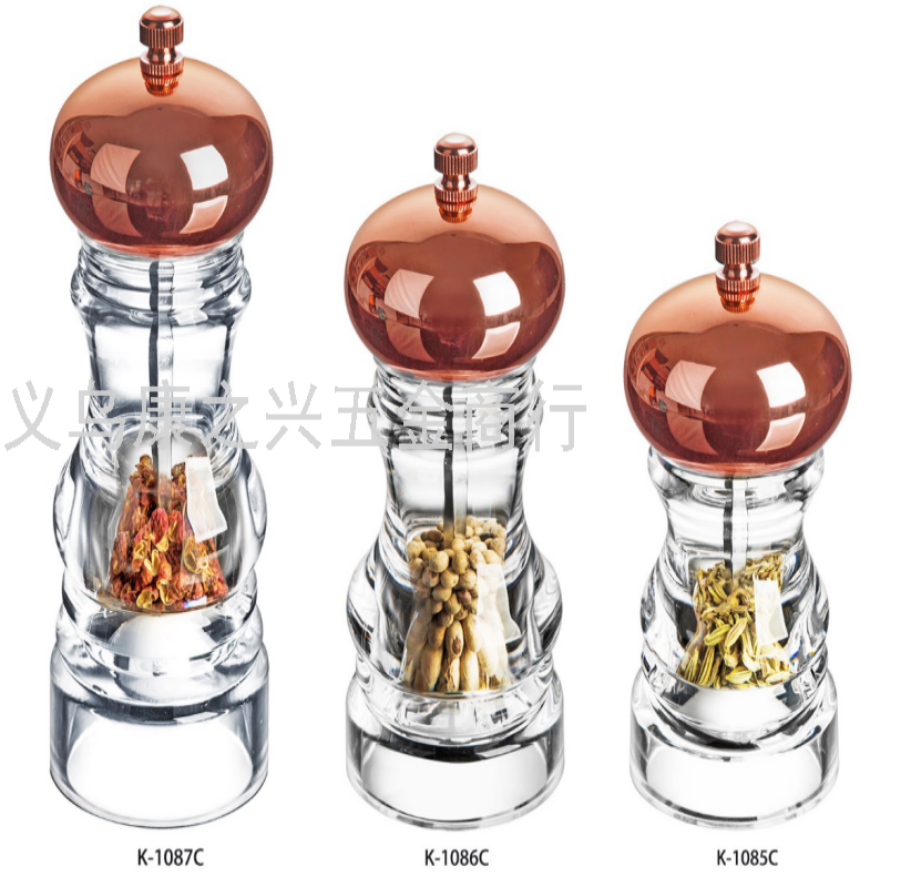Direct sales from the manufacturer of gold and silver acrylic pepper grinders Specification image