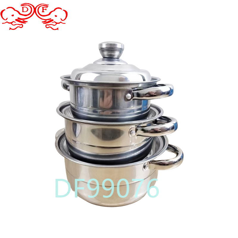 DF99076 Stainless steel pot set, three-piece stew pot, double-handled soup pot, DF TRADING HOUSE