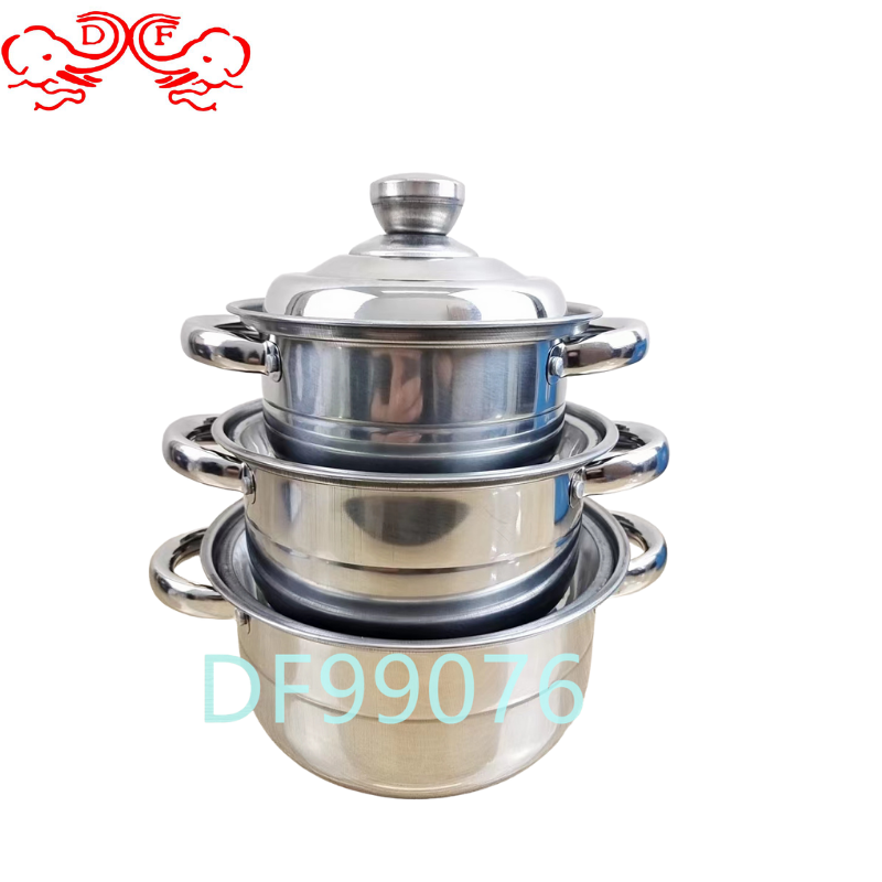 DF99076 Stainless steel pot set, three-piece stew pot, double-handled soup pot, DF TRADING HOUSE details Picture