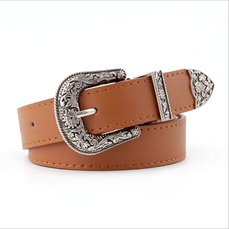 Women's fashionable casual pin buckle simple and versatile trendy denim belt, women's decoration black European and American wide belt Specification image