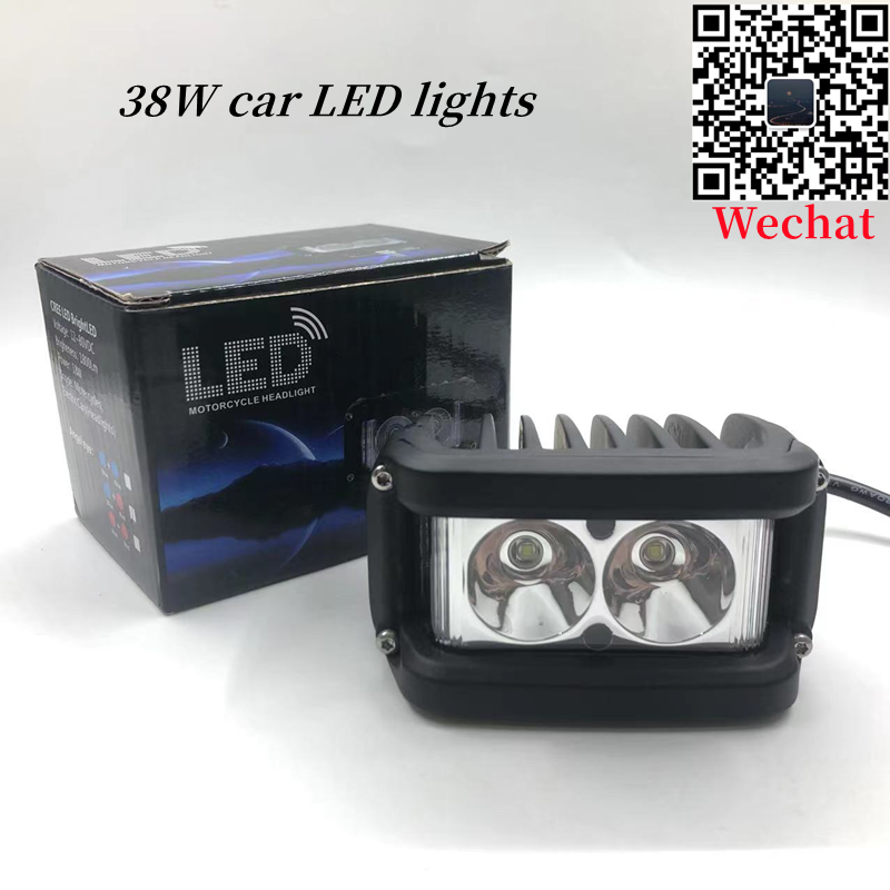 Car LED spotlights, 38W work lights, 3-sided red and blue flashing warning lights, super bright model