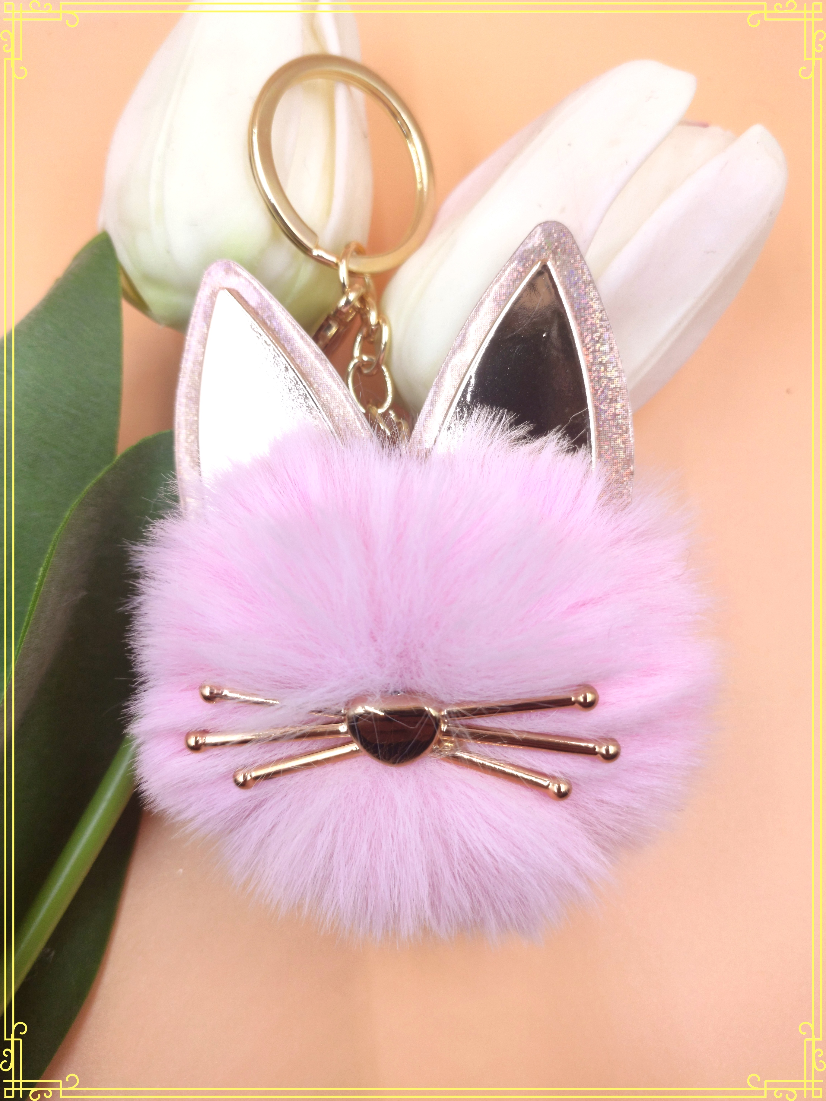 钥匙扣毛球/人造毛/包包毛球白底实物图