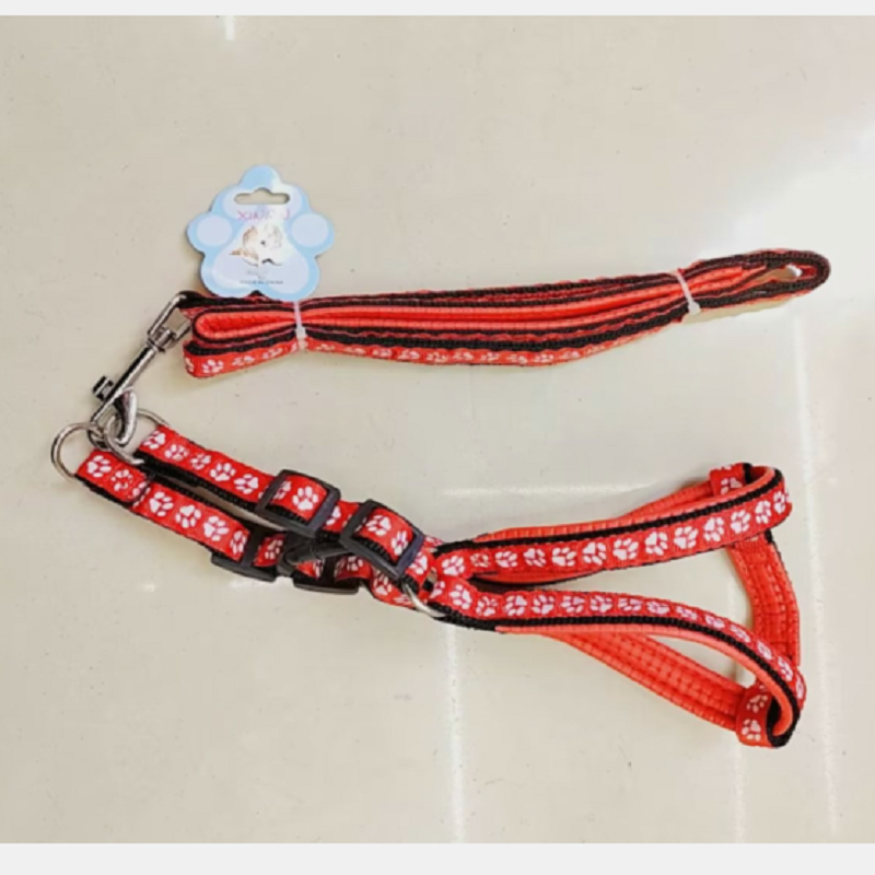 Cuerda de tracción para mascotas footprint patch cloth foam traction rope + correa de pecho details Picture