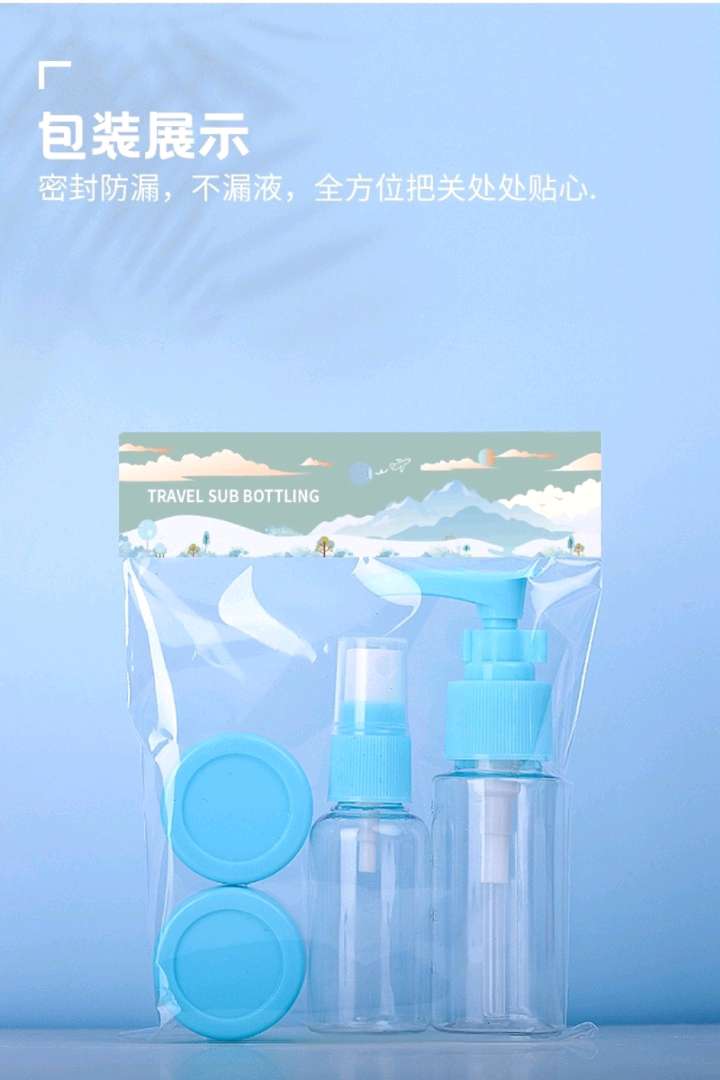 Portable travel portioning bottles, lotion bottles, spray bottles, small sample portioning bottles detail image 1