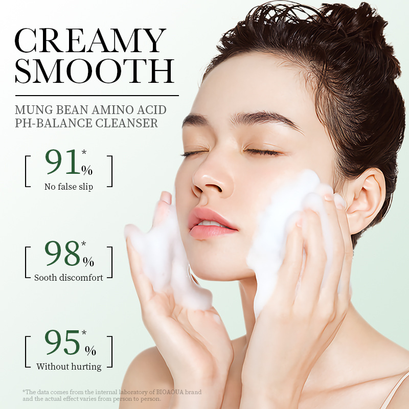 Cross-border foreign trade BIOAOUA Mung Bean Amino Acid PH Balanced Facial Cleanser Deep Cleansing Gentle Facial Cleanser Item Picture