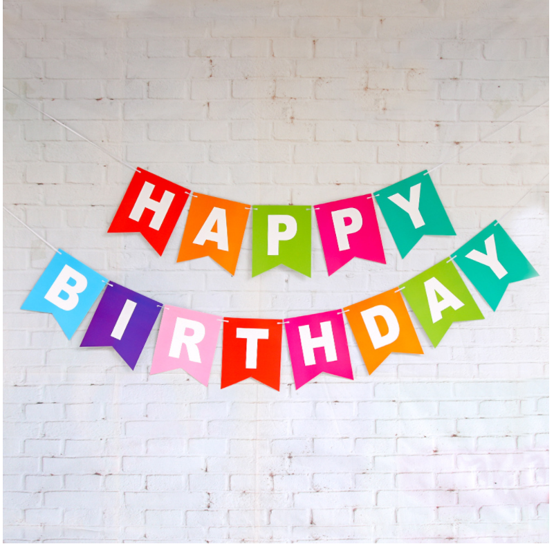 婚庆拉花派对拉旗生日拉旗鱼尾旗happybirthday惊喜派对布置装饰