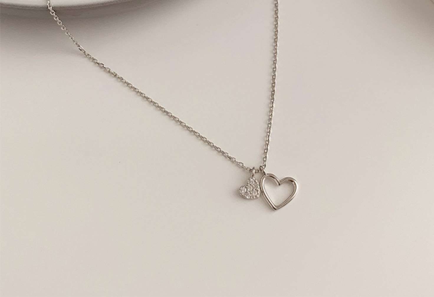 心心相印项链女轻奢小众设计感爱心锁骨链情人节生日礼物A