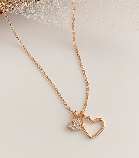 心心相印项链女轻奢小众设计感爱心锁骨链情人节生日礼物B