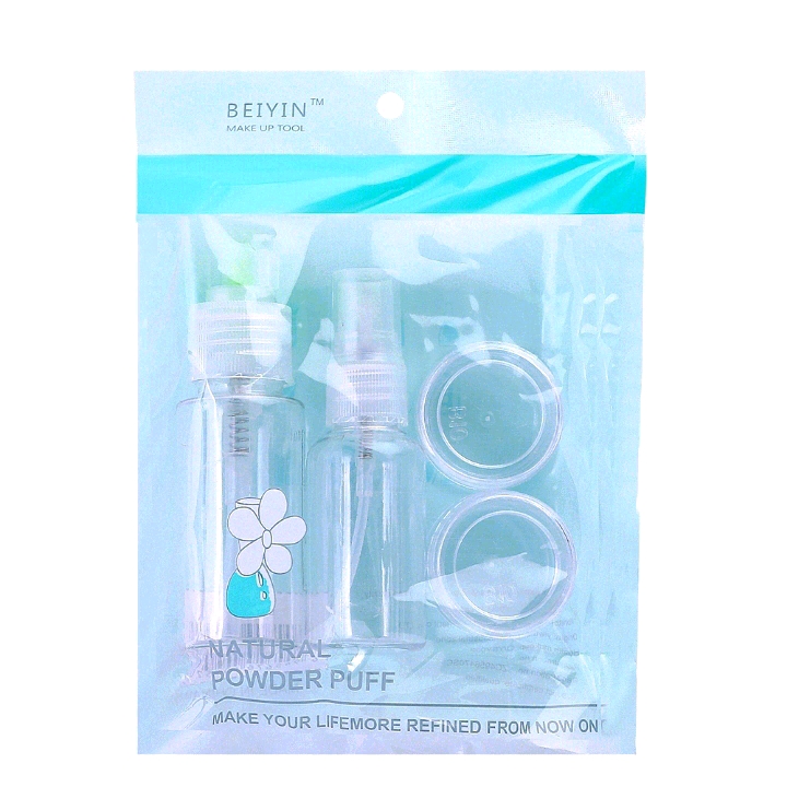Portable travel portioning bottle set, cosmetics travel set, press bottle, spray bottle, cream bottle detail image 2