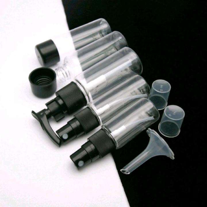 Travel portioning bottle set, portable press bottle, spray bottle, round cap bottle detail image 5