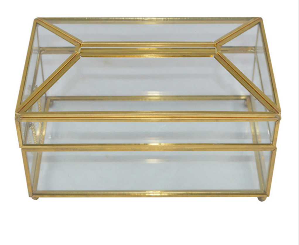 厂家供应/几何玻璃花房/玻璃抽纸盒白底实物图