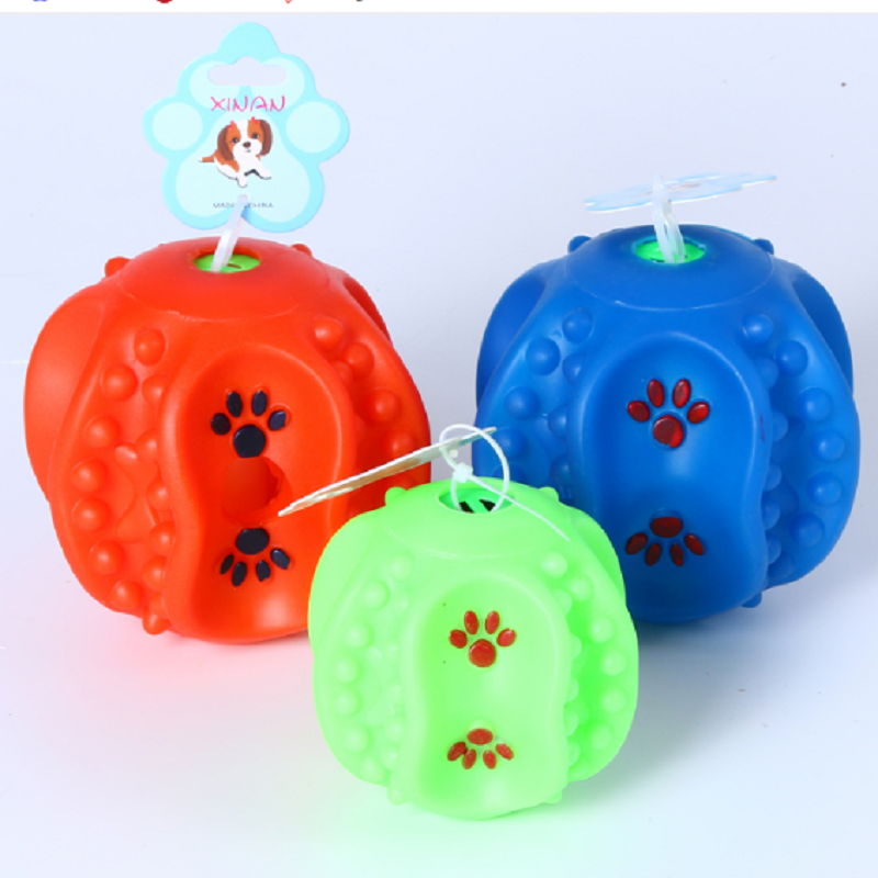Nuevo estilo de juguetes para mascotas bola de alimentación de fuga esfera curvada sonido extraño llamada bola de alimentación de fuga color perro molar juguete para perros