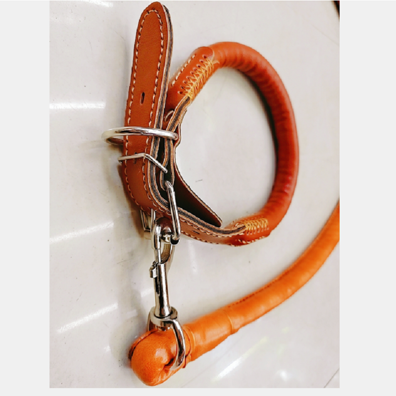 Diámetro 1.5cmPU round rope + collar cuerda de tracción para mascotas medianas y grandes cuerda de tracción para mascotas + collar details Picture