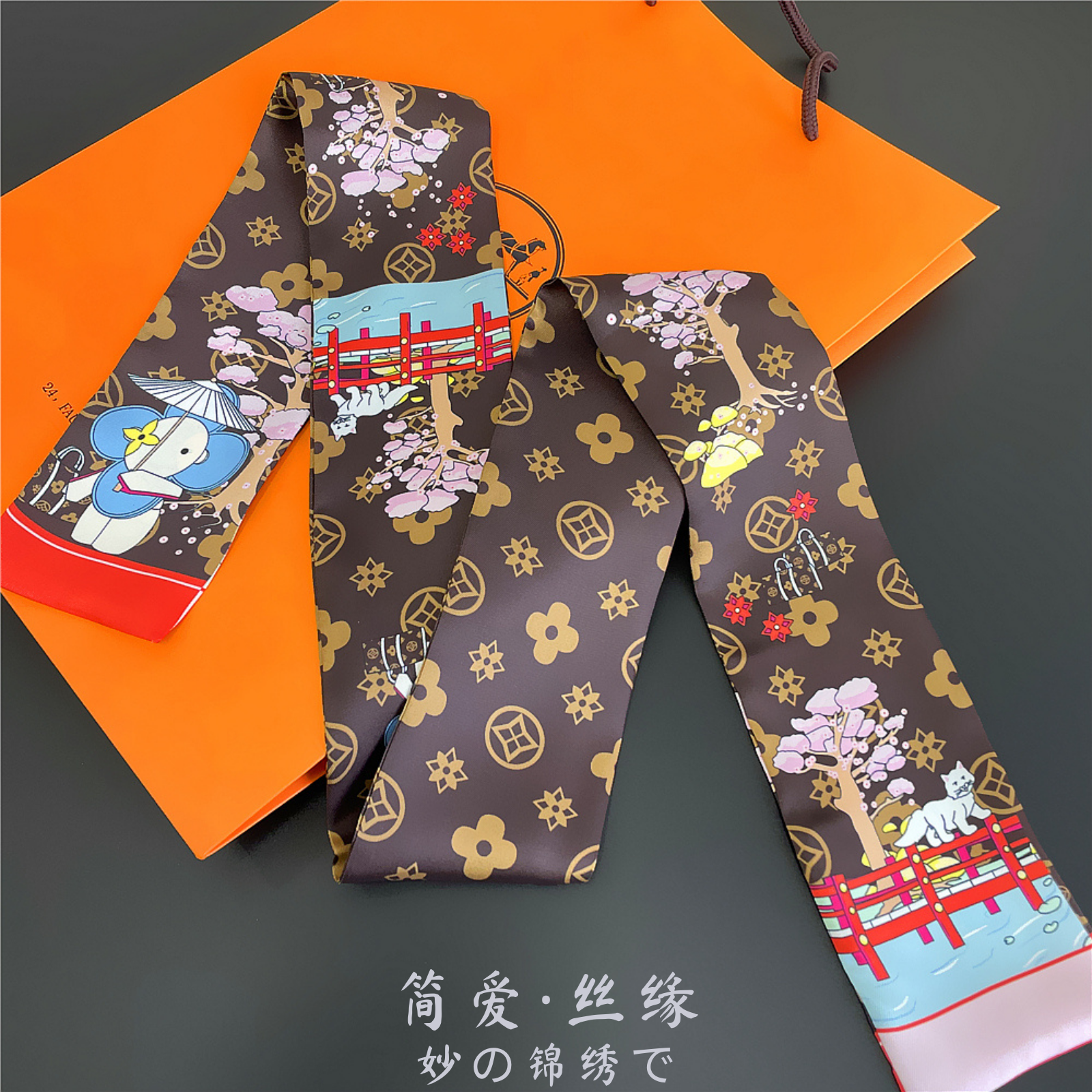 [Jane Eyre Silk Link] Small long silk scarves, ribbon hair bands, hair ties, spring and autumn decorative neckerchiefs, accessories, trendy scarves, versatile details Picture
