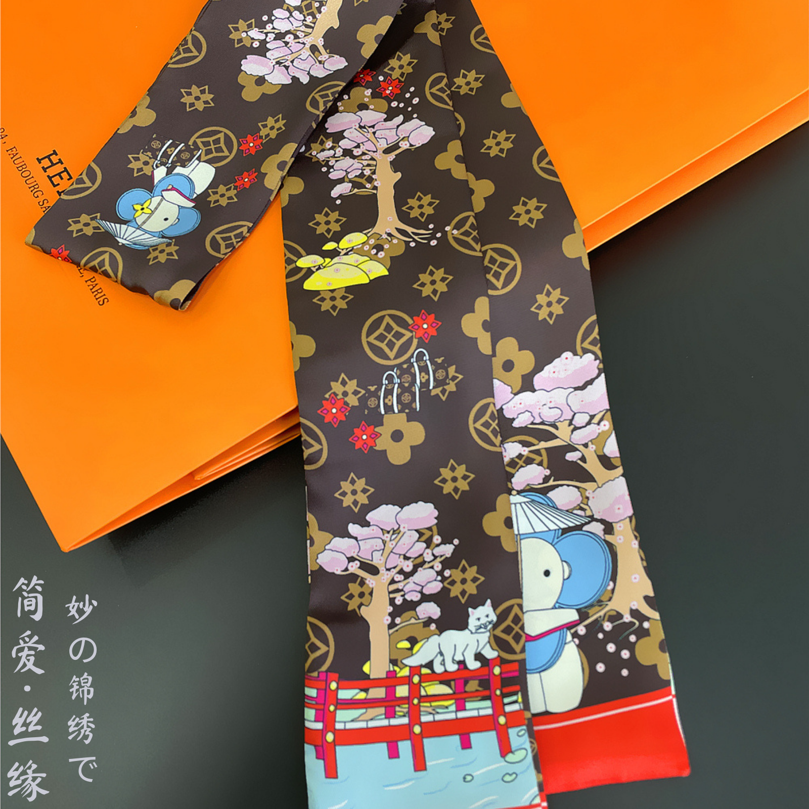 [Jane Eyre Silk Link] Small long silk scarves, ribbon hair bands, hair ties, spring and autumn decorative neckerchiefs, accessories, trendy scarves, versatile Application Scenario