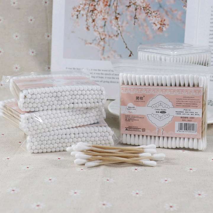 Bamboo stick cotton swab, disposable double-headed bamboo and wood stick, cotton swab for makeup, cotton ear cleaning, round head removal detail image 4