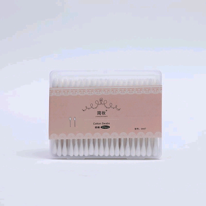 Box set of 200 eco-friendly paper sticks, double-headed cotton swabs, ear cleaning, makeup, household cotton swabs, disposable cleaning cotton swabs