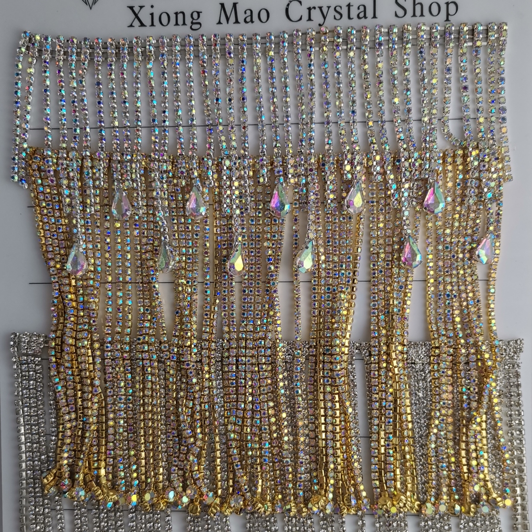 Panda Water Diamond brand DIY glass fancy diamond chain tassel accessory, welded fancy claw chain wedding dress and evening gown, handcrafted material 4520 Application Scenario