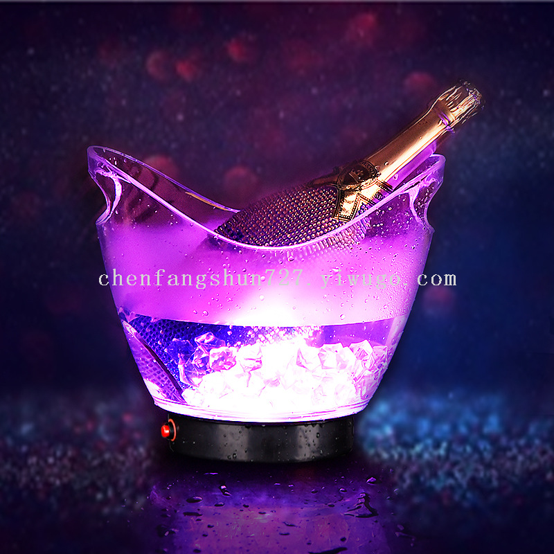 工厂直销4L电池款发光元宝冰桶可印刷透明双提手装酒桶装冰桶炫彩