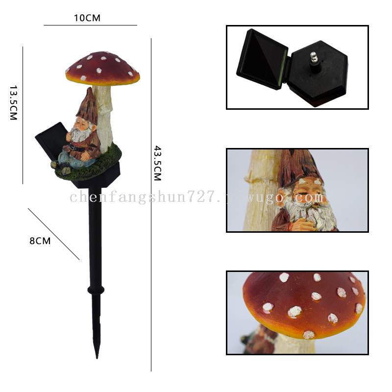 Modern solar outdoor lights, waterproof courtyard garden mushroom umbrella lights, garden landscape lawn resin night lights details Picture