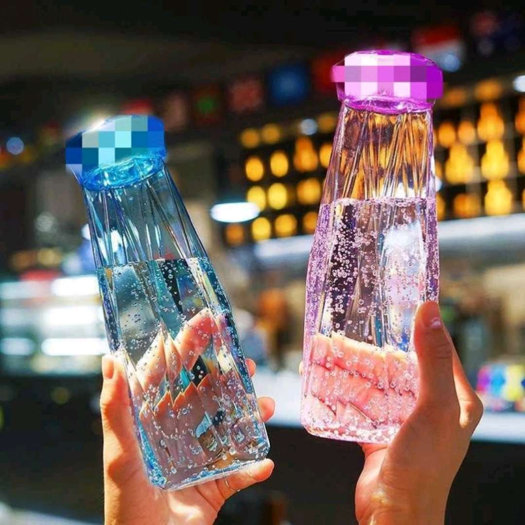网红钻石玻璃杯水杯女生高颜值水晶杯韩版创意星空炫彩情侣杯子大