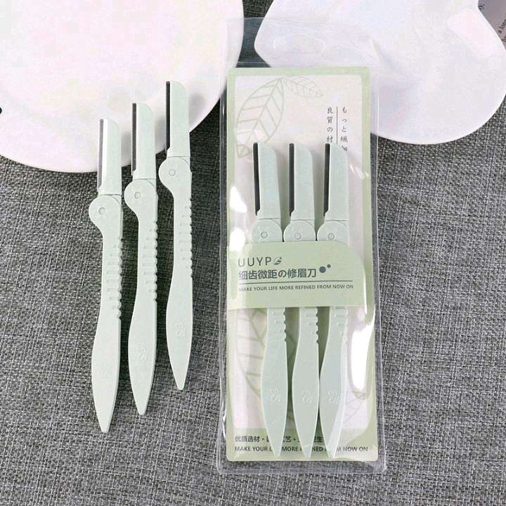 3-Bag Foldable Eyebrow Razor Safe Eyebrow Razor Female Beginner Macro Blade Eyebrow Shaving Tool Set) details Picture