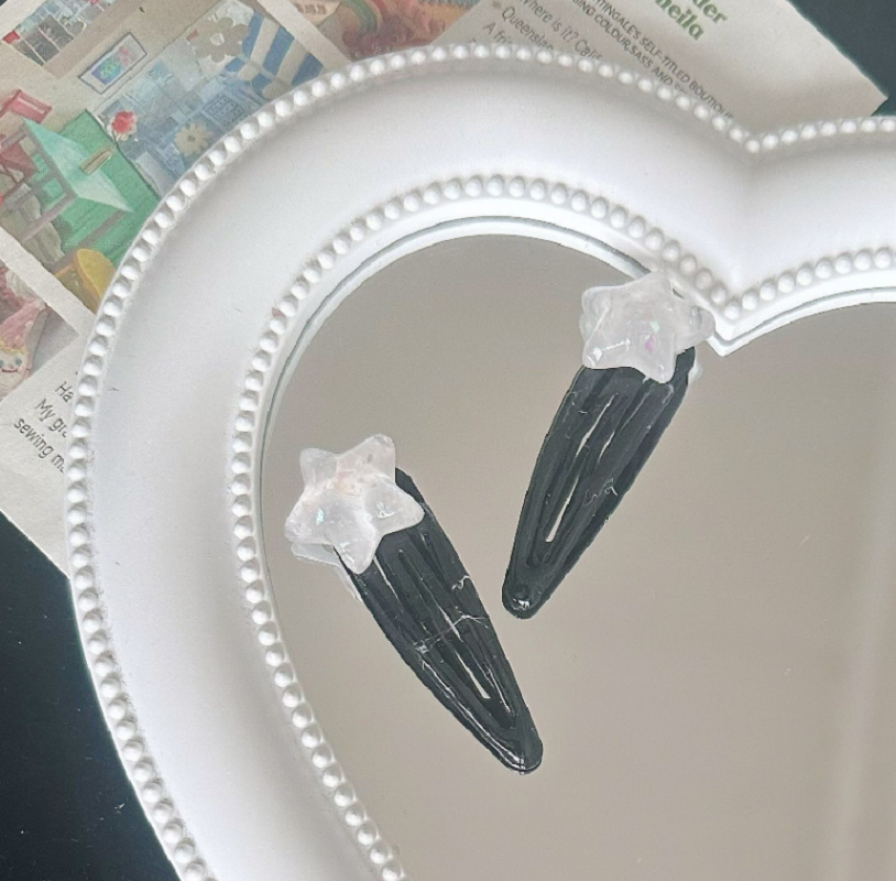 简约发夹/清新发夹/星星发夹/黑色发夹产品图