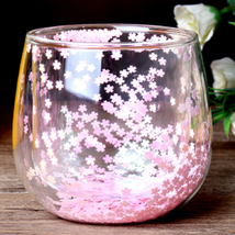 日式浪漫花朵双层玻璃杯高硼硅耐高温水杯清新可爱果汁杯牛奶杯