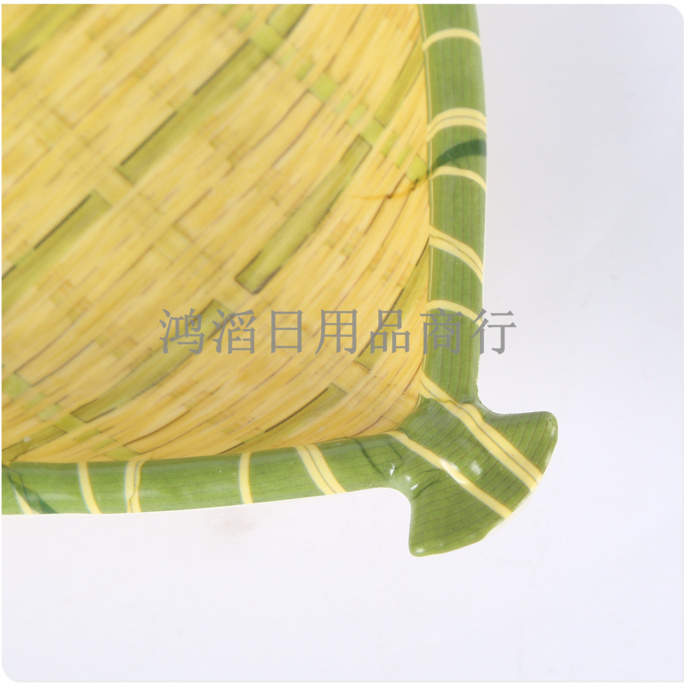 密胺盘/菜盘/竹编盘白底实物图
