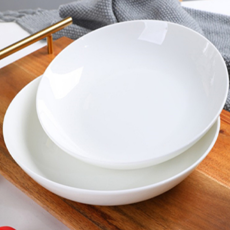 盘子陶瓷餐盘组合套装纯白深盘白瓷餐具菜盘家用图