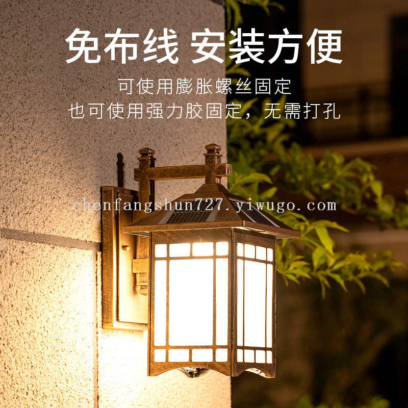 Solar wall lamps, Chinese-style household outdoor, outdoor terrace wall, garden, villa fence, waterproof led Application Scenario