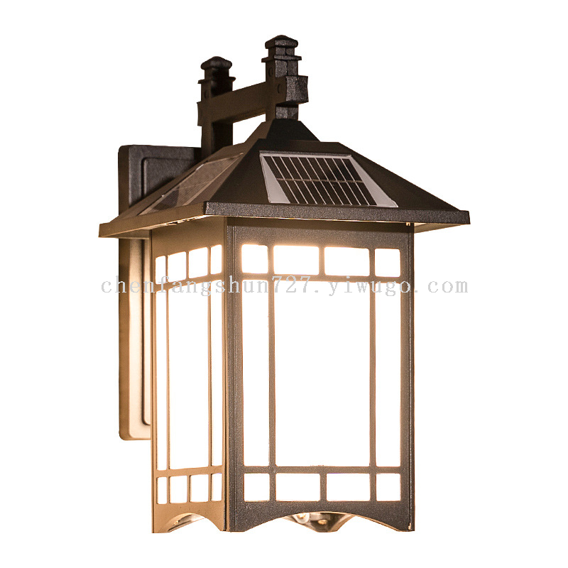 Solar wall lamps, Chinese-style household outdoor, outdoor terrace wall, garden, villa fence, waterproof led details Picture