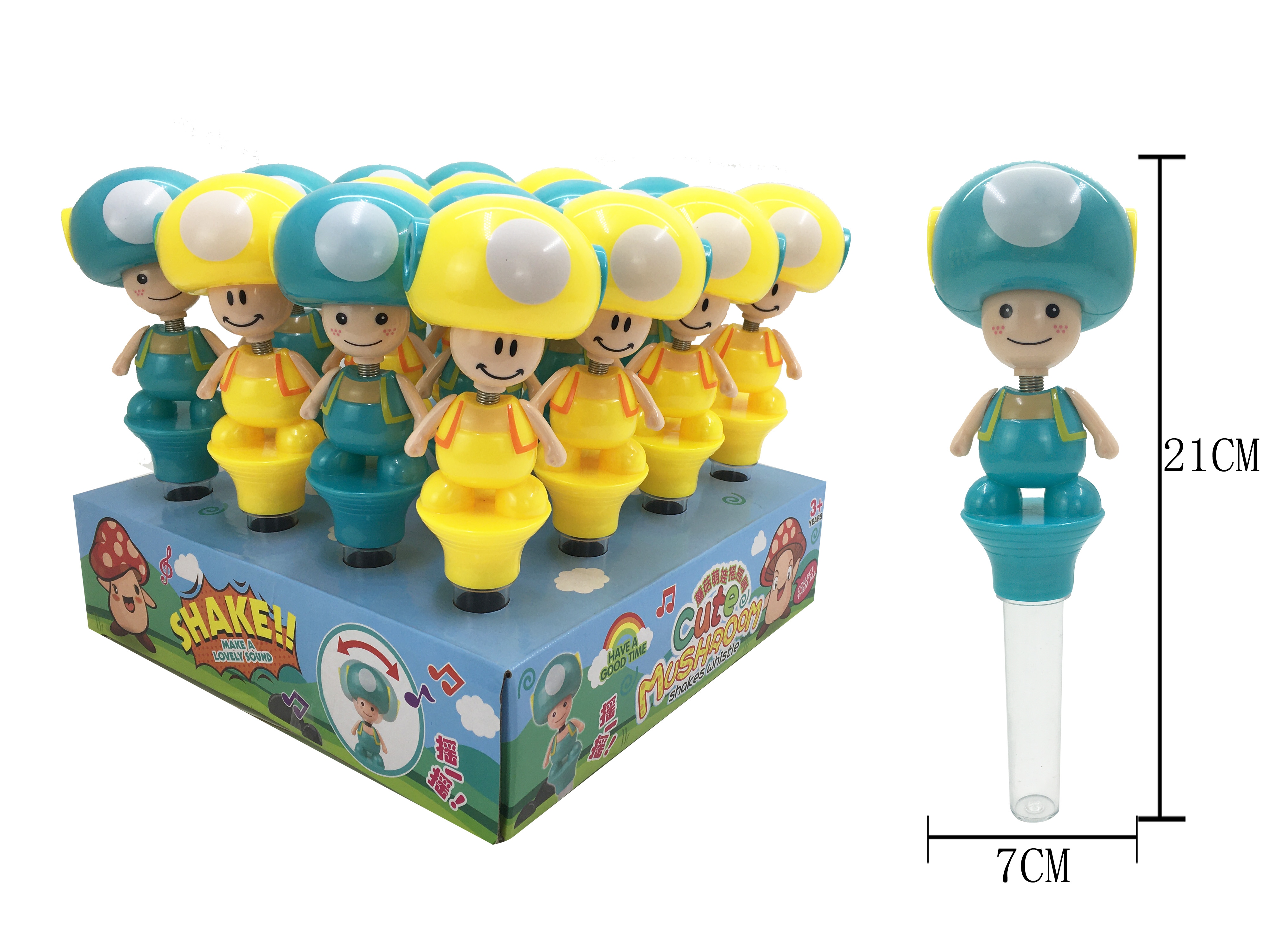 儿童玩具蘑菇男娃摇摇哨糖管可装糖果超市便利店零售批发