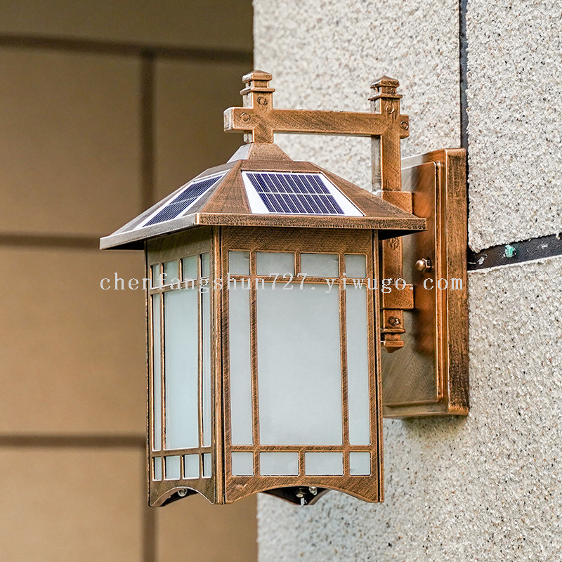 Solar wall lamps, Chinese-style household outdoor, outdoor terrace wall, garden, villa fence, waterproof led Specification image